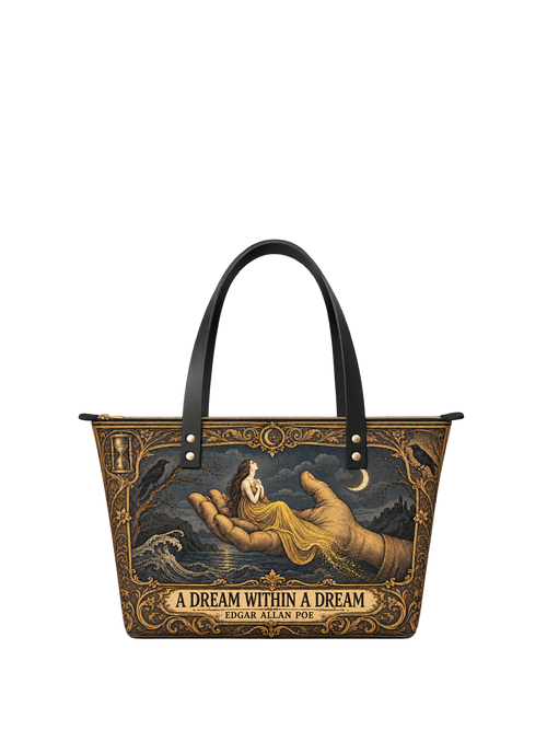"A Dream Within A Dream" Leather Tote Bag