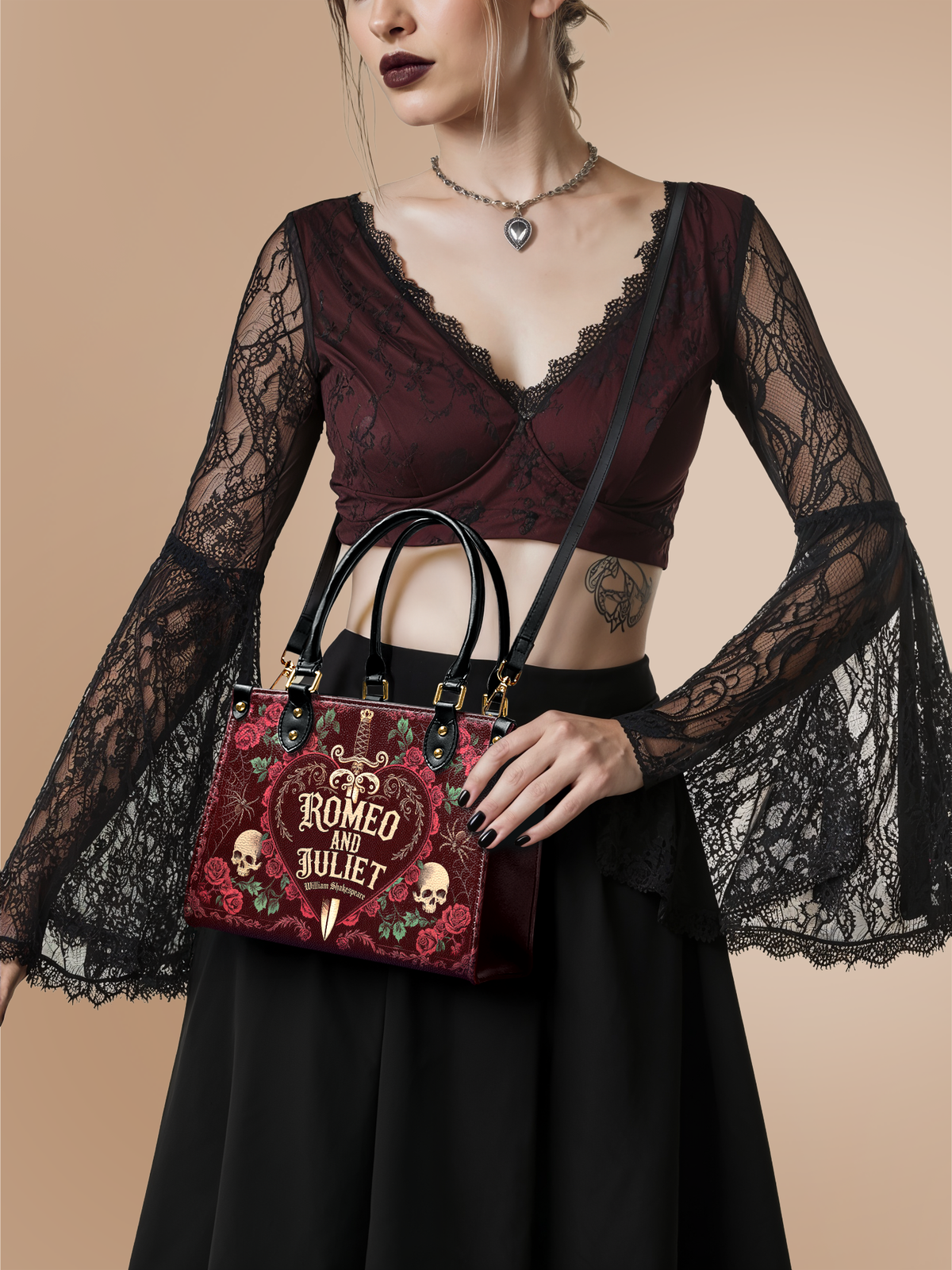 "Romeo And Juliet" Poison Rose Small Leather Handbag