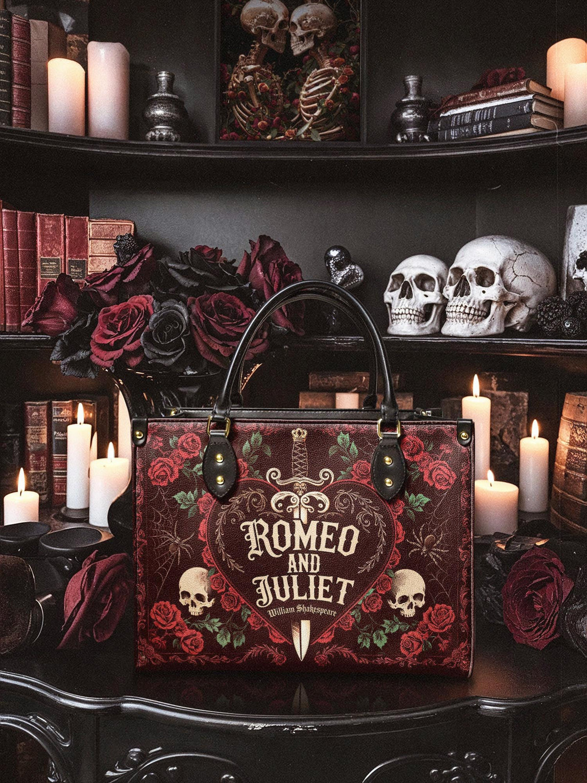 "Romeo And Juliet" Poison Rose Leather Handbag