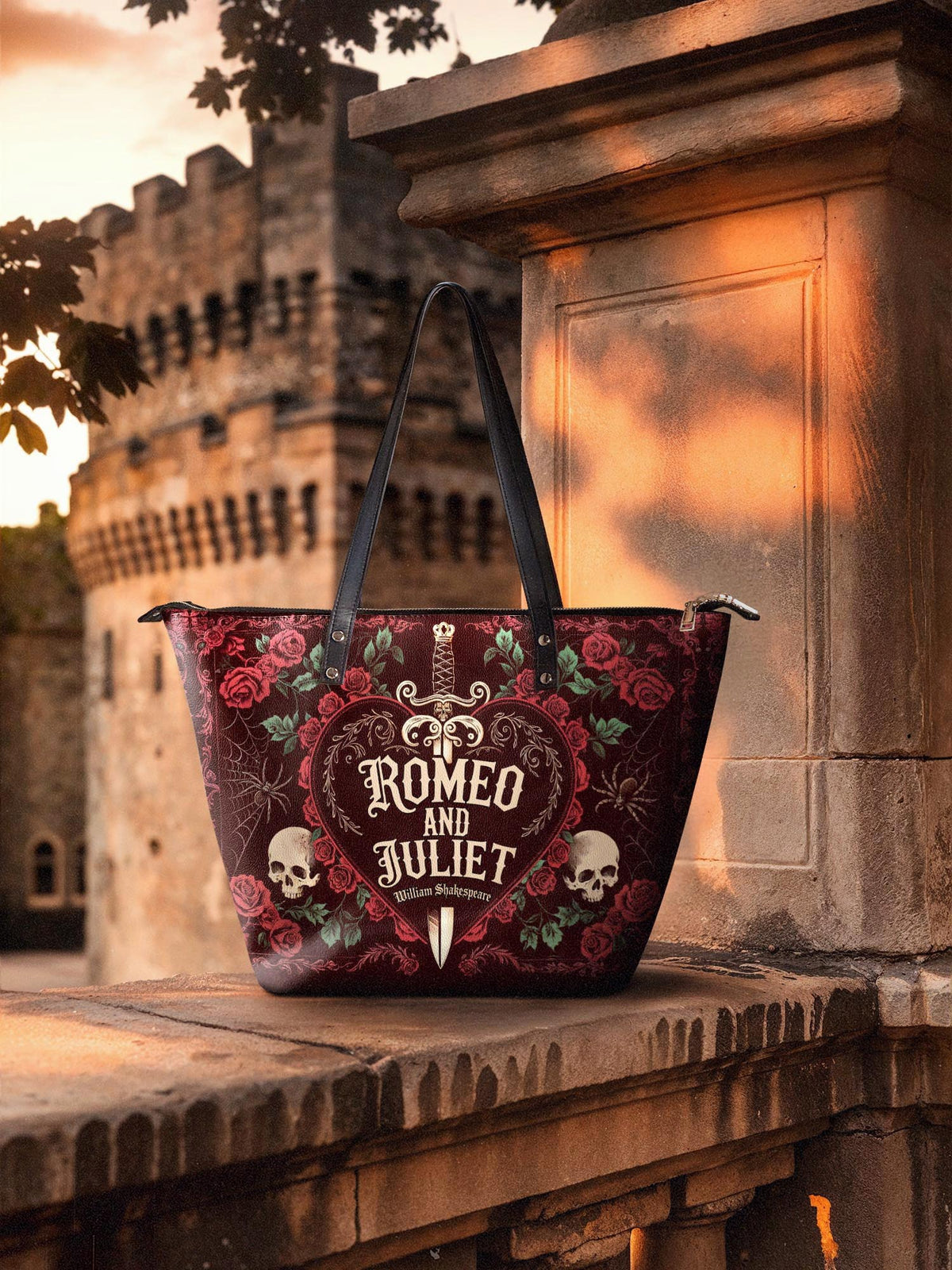 "Romeo And Juliet" Poison Rose Leather Tote Bag