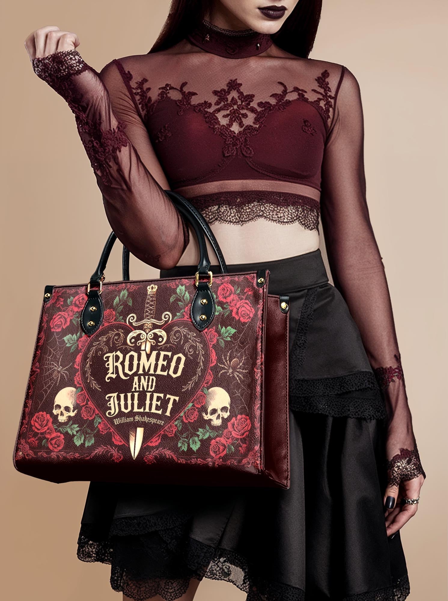 "Romeo And Juliet" Poison Rose Leather Handbag