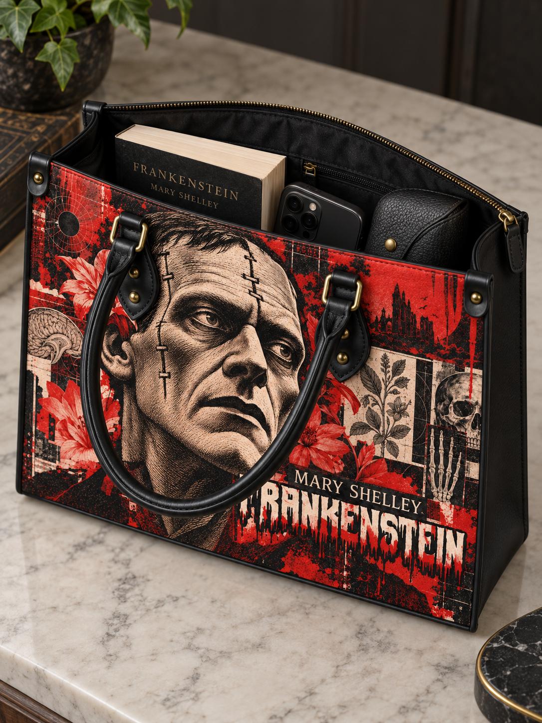 "Frankenstein" Heart Surge Leather Handbag