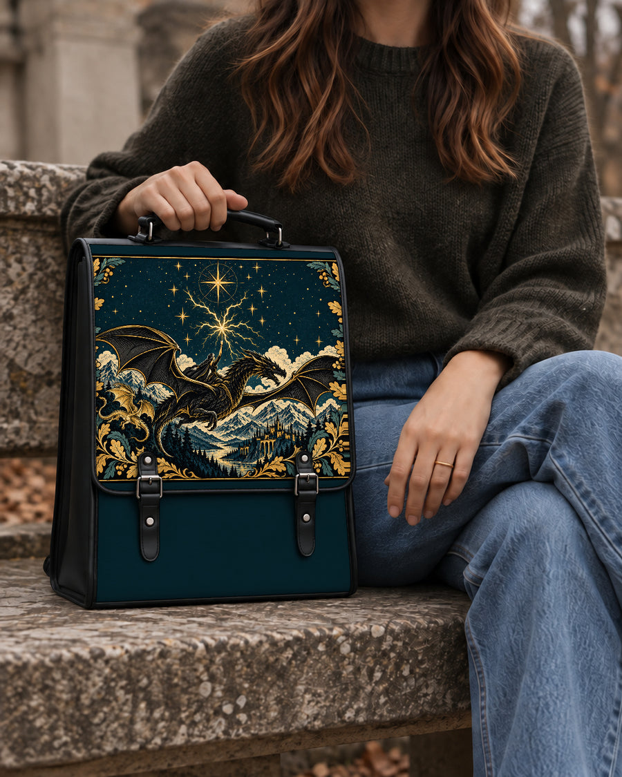 "Stormwing" Black Dragon Leather Backpack