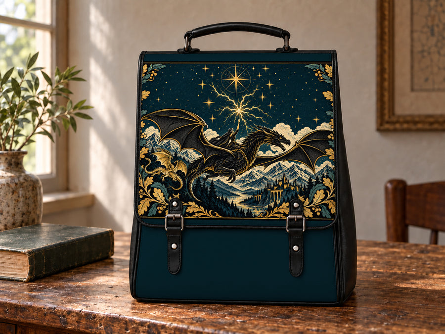 "Stormwing" Black Dragon Leather Backpack