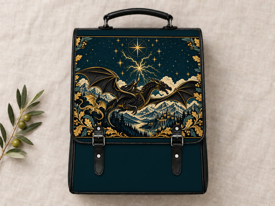 "Stormwing" Black Dragon Leather Backpack