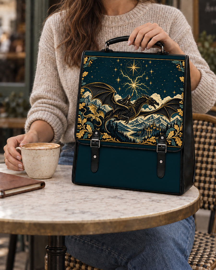"Stormwing" Black Dragon Leather Backpack