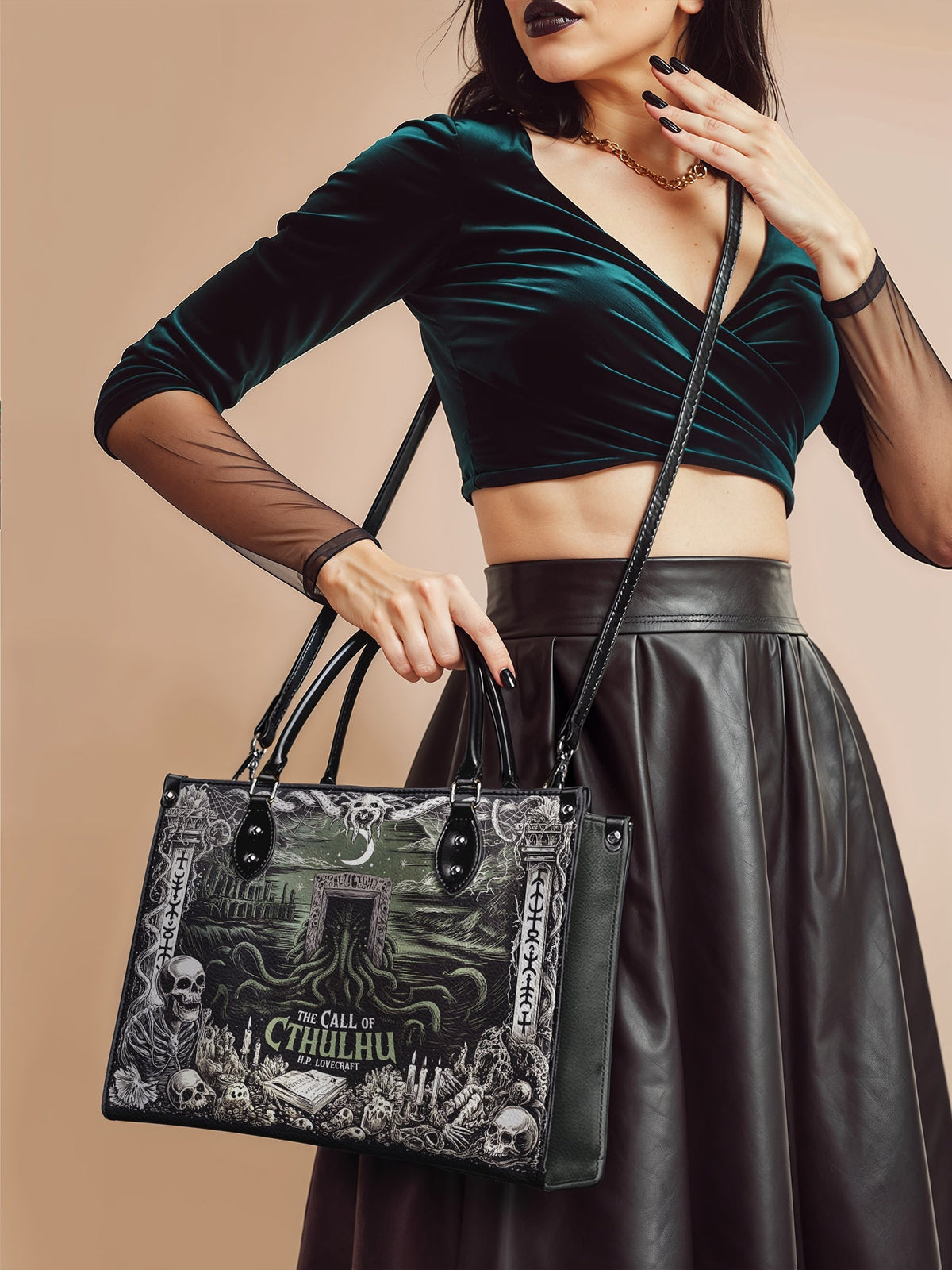"The Call Of Cthulhu" - Black Interior - Leather Handbag