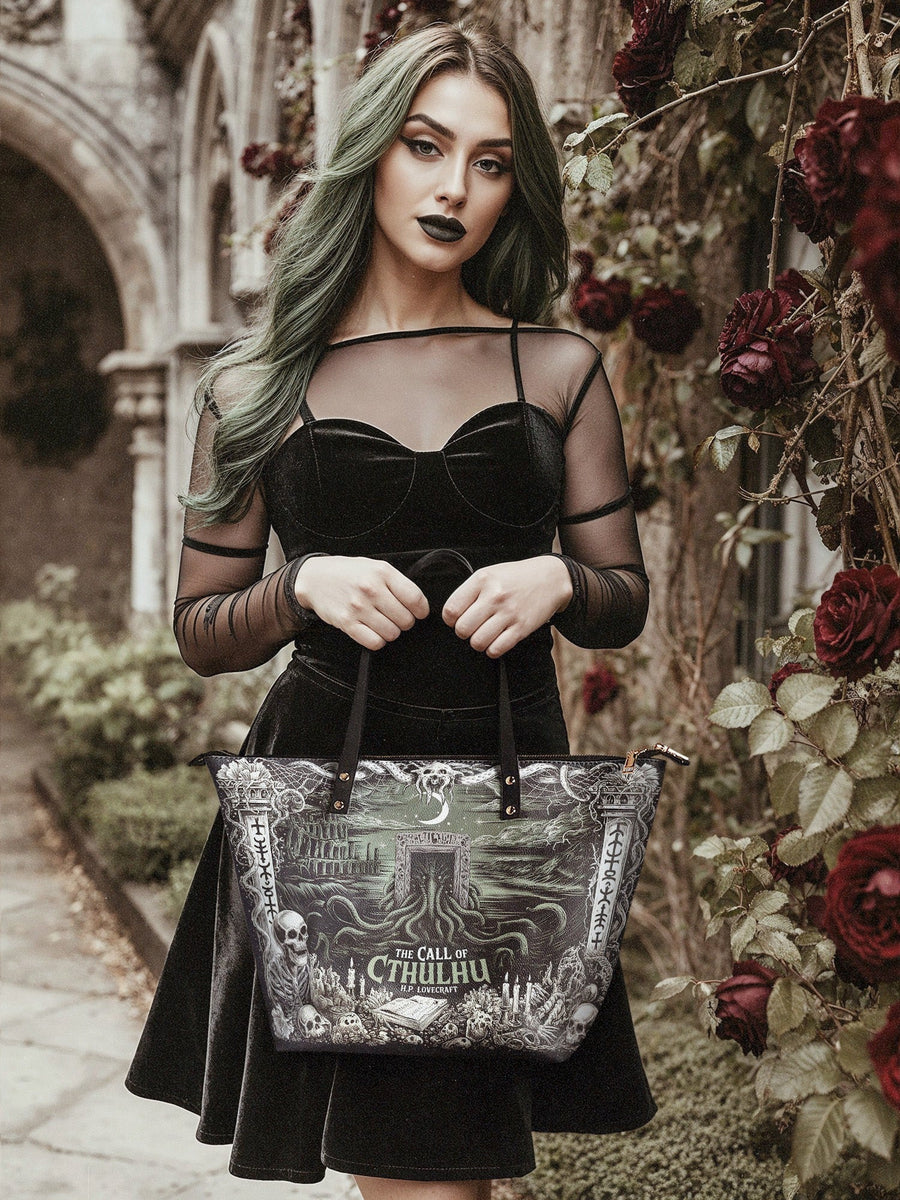 "The Call Of Cthulhu" Leather Tote Bag