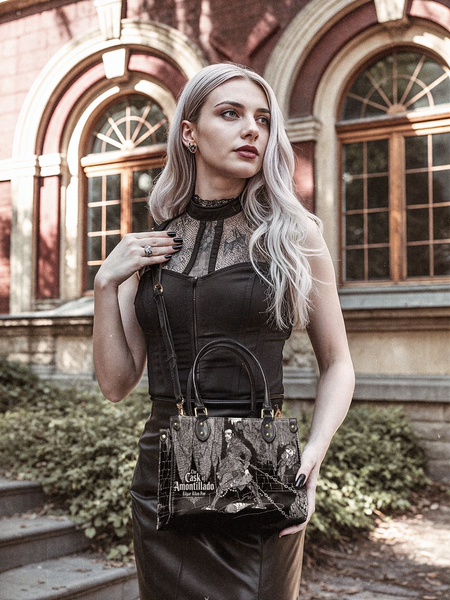 "The Cask Of Amontillado" Small Leather Handbag