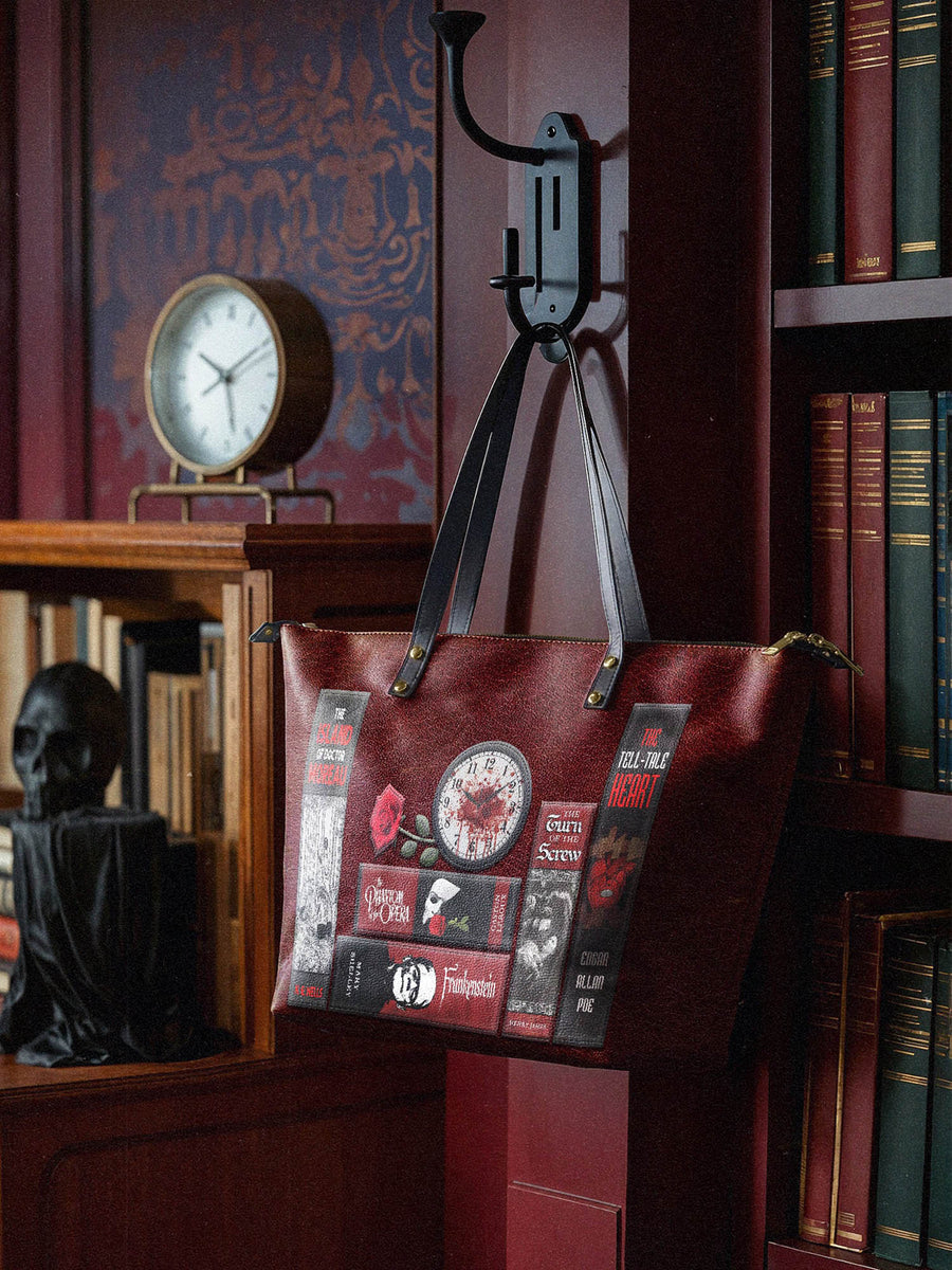 "The Crimson Codex" Leather Tote Bag