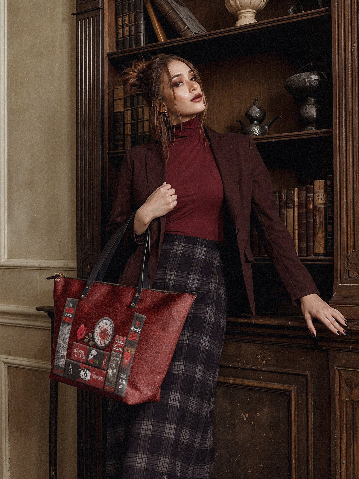 "The Crimson Codex" Leather Tote Bag