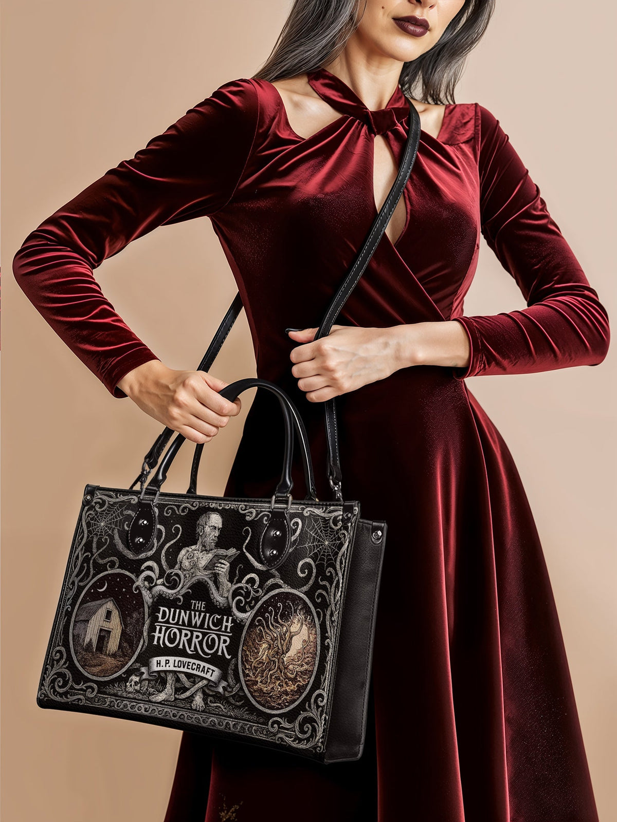 "The Dunwich Horror" - Black Interior - Leather Handbag