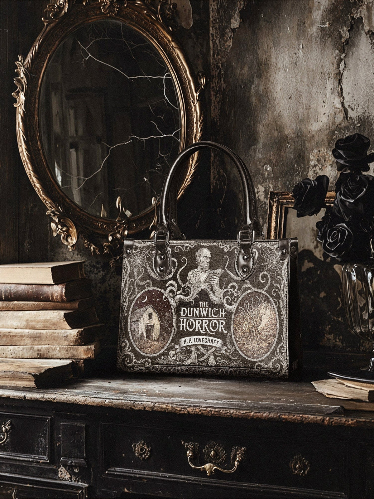 "The Dunwich Horror" - Black Interior - Small Leather Handbag