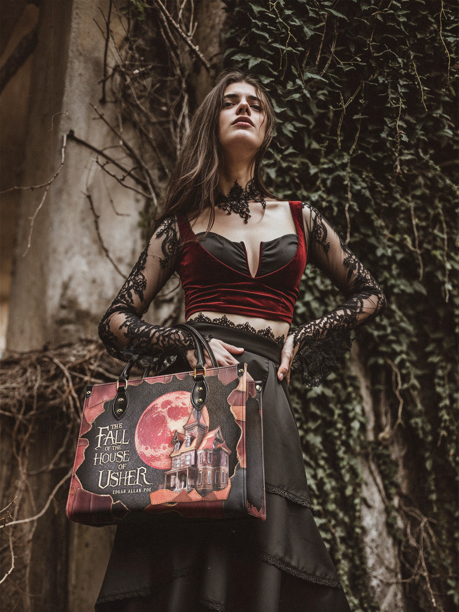 "The Fall Of The House Of Usher" Leather Handbag