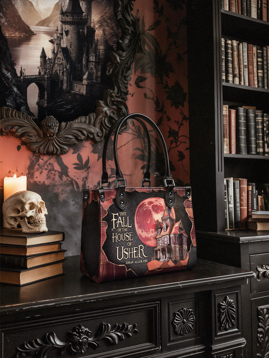"The Fall Of The House Of Usher" - Black Interior - Small Leather Handbag