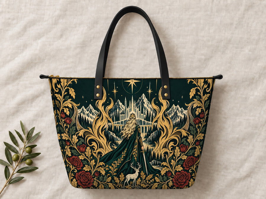 "The Fire Queen" White Stag Leather Tote Bag
