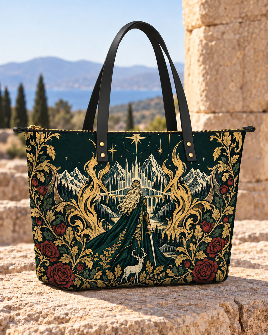 "The Fire Queen" White Stag Leather Tote Bag