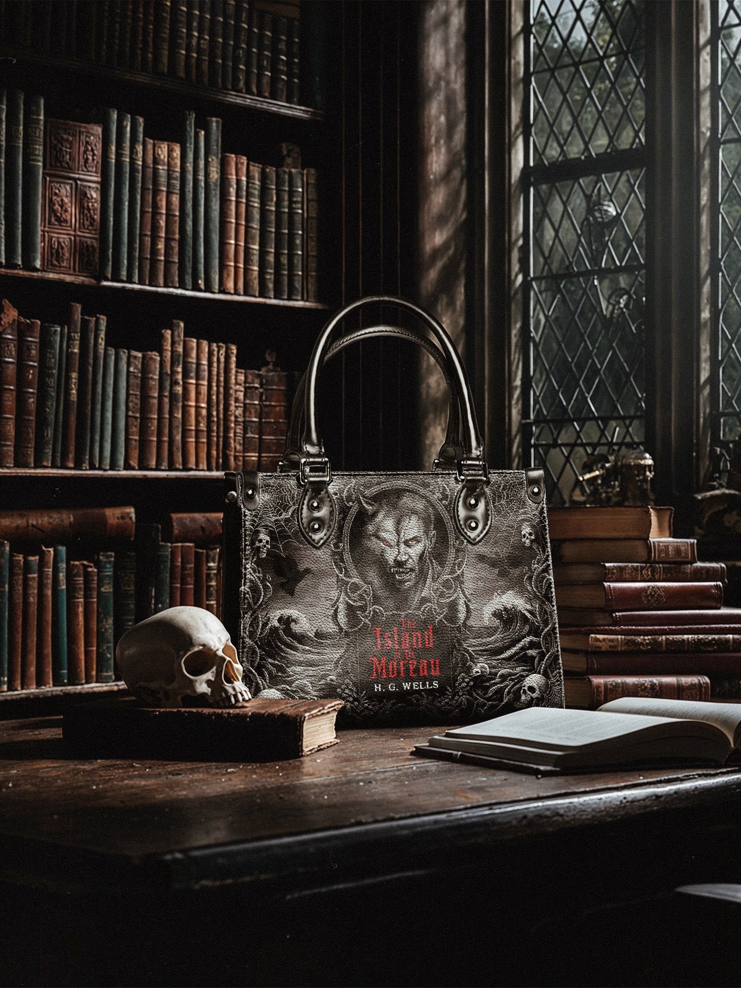"The Island Of Dr Moreau" - Black Interior - Small Leather Handbag