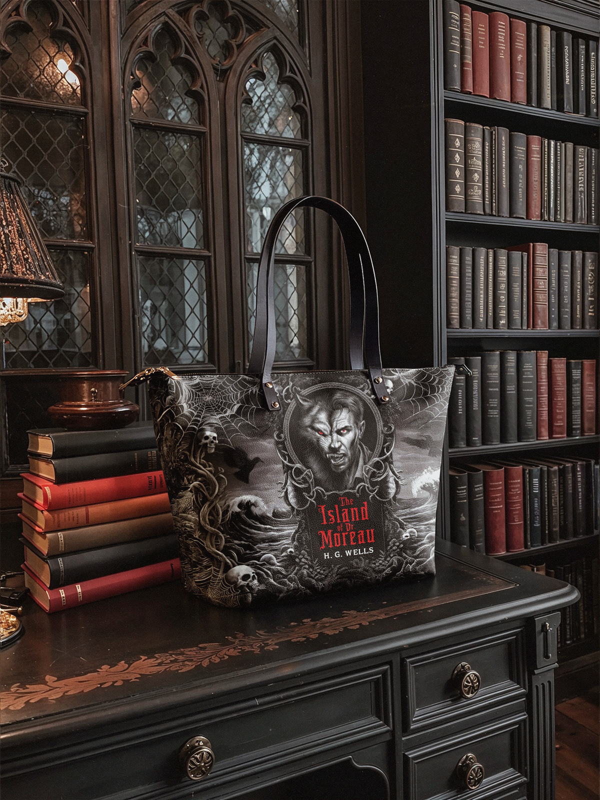 "The Island Of Dr Moreau" Leather Tote Bag