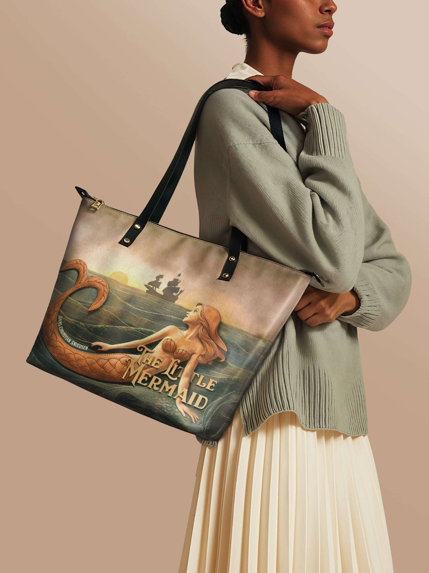 "Mermaid’s Sacrifice" Leather Tote Bag