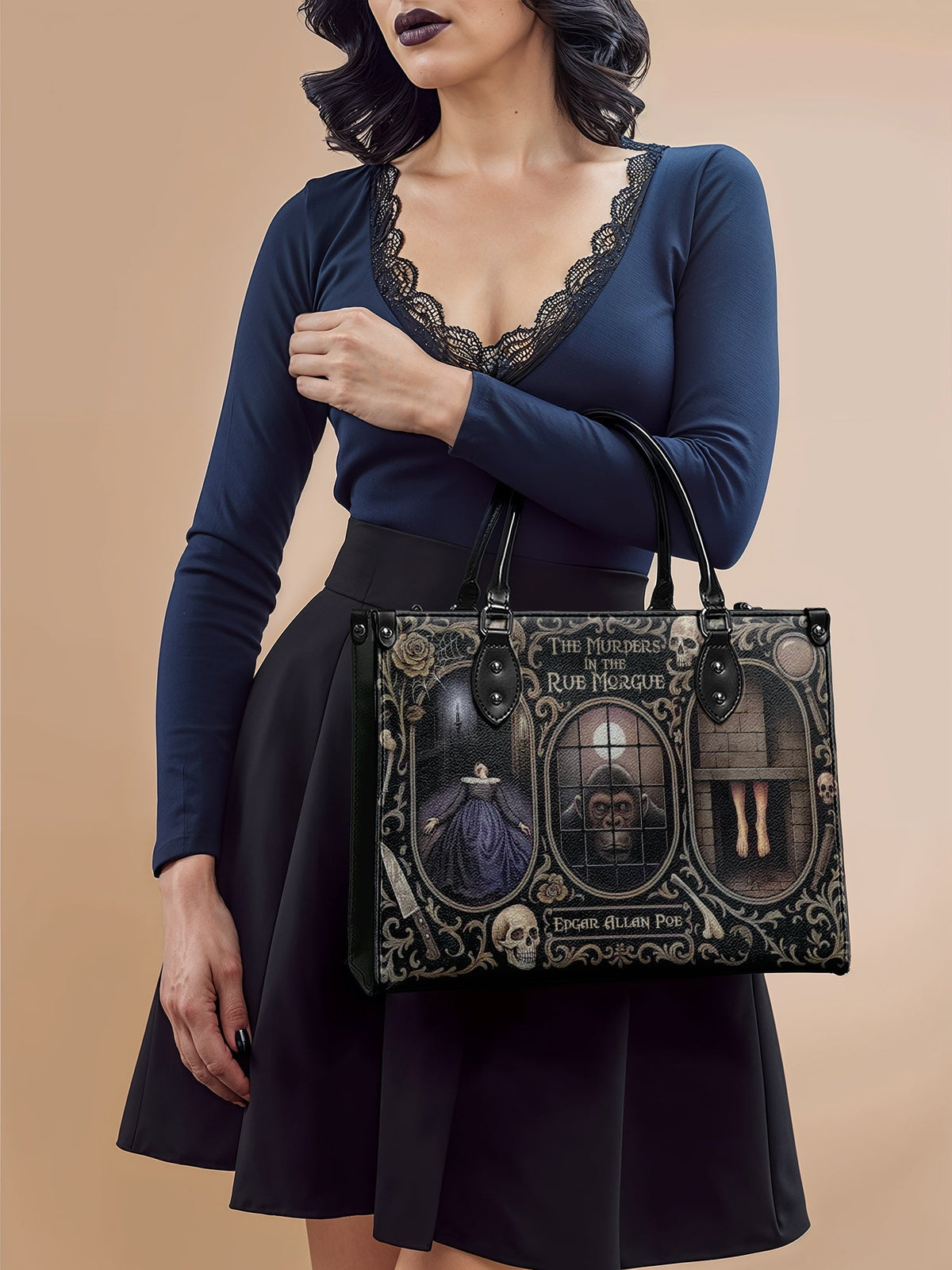 "The Murders In The Rue Morgue" - Black Interior - Leather Handbag