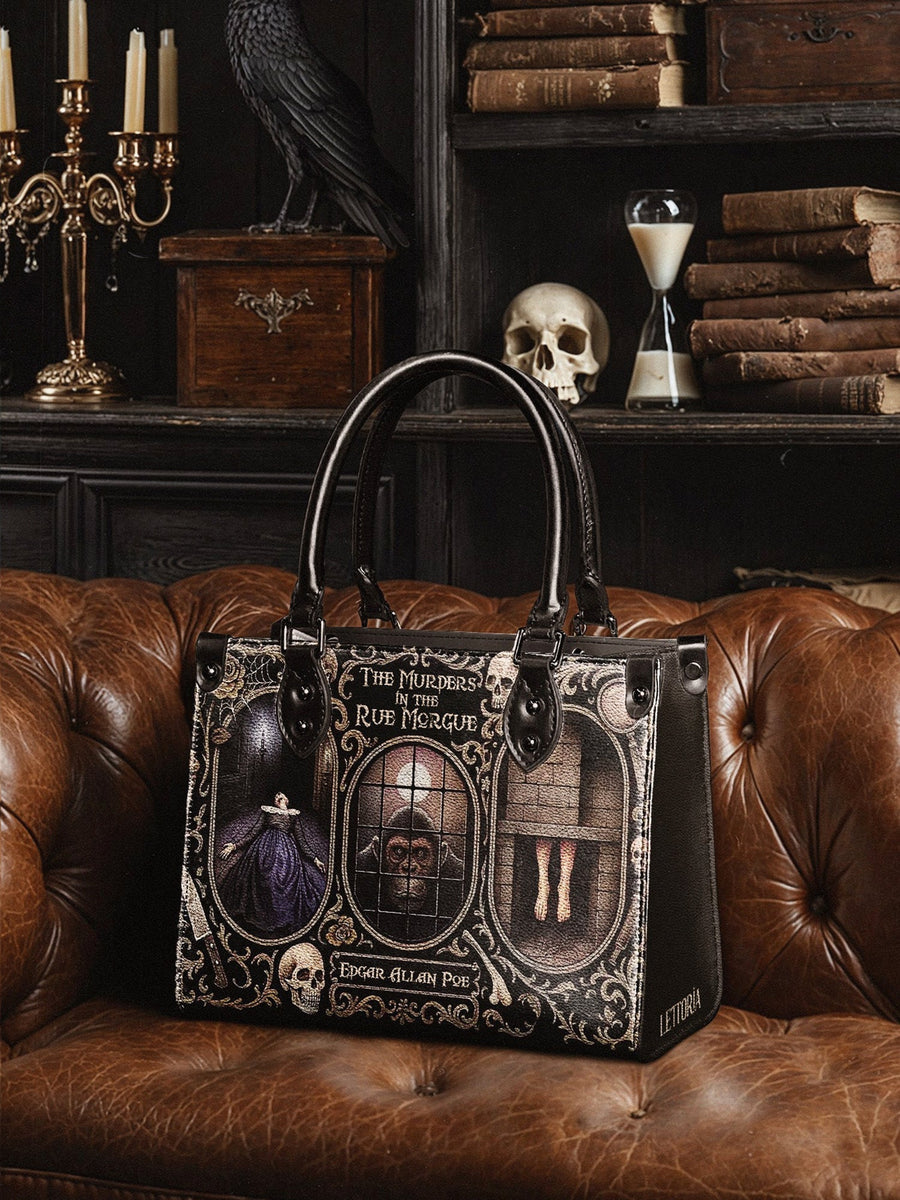 "The Murders In The Rue Morgue" - Black Interior - Small Leather Handbag