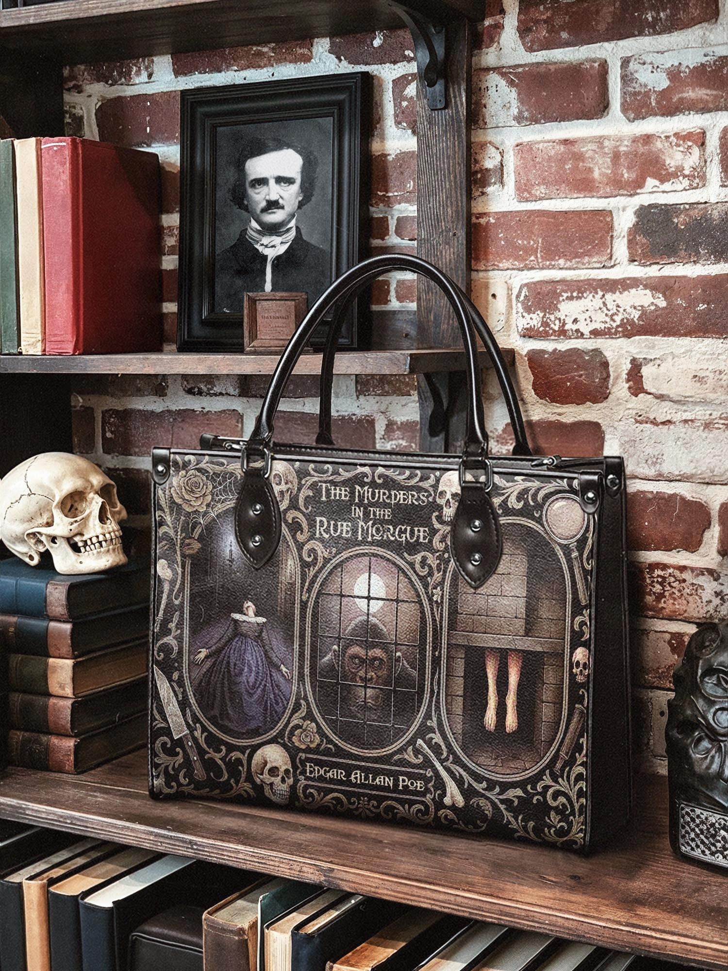 "The Murders In The Rue Morgue" - Black Interior - Leather Handbag