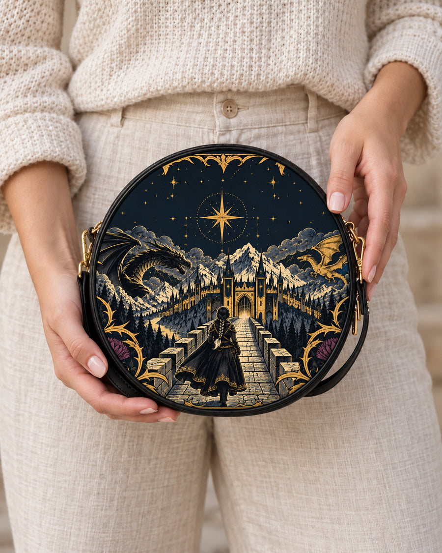 "The Parapet" Starlit Dragons Circle Crossbody Bag