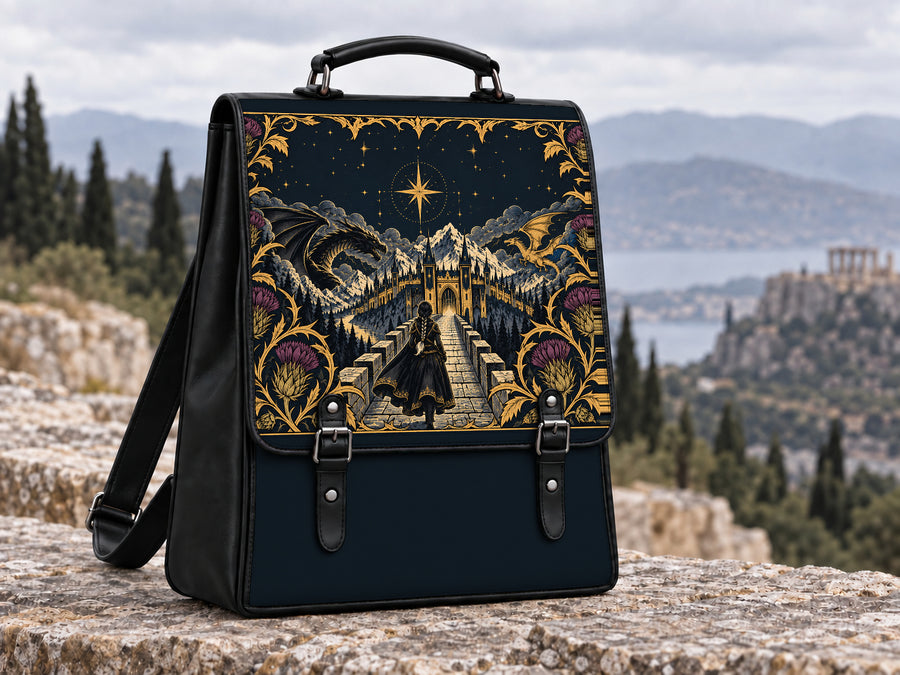 "The Parapet" Starlit Dragons Leather Backpack