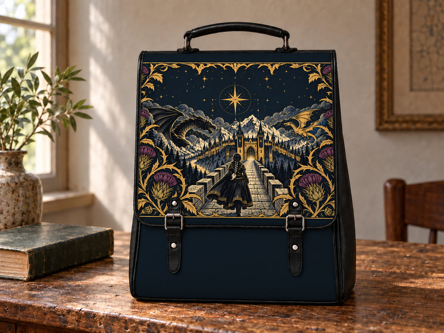 "The Parapet" Starlit Dragons Leather Backpack