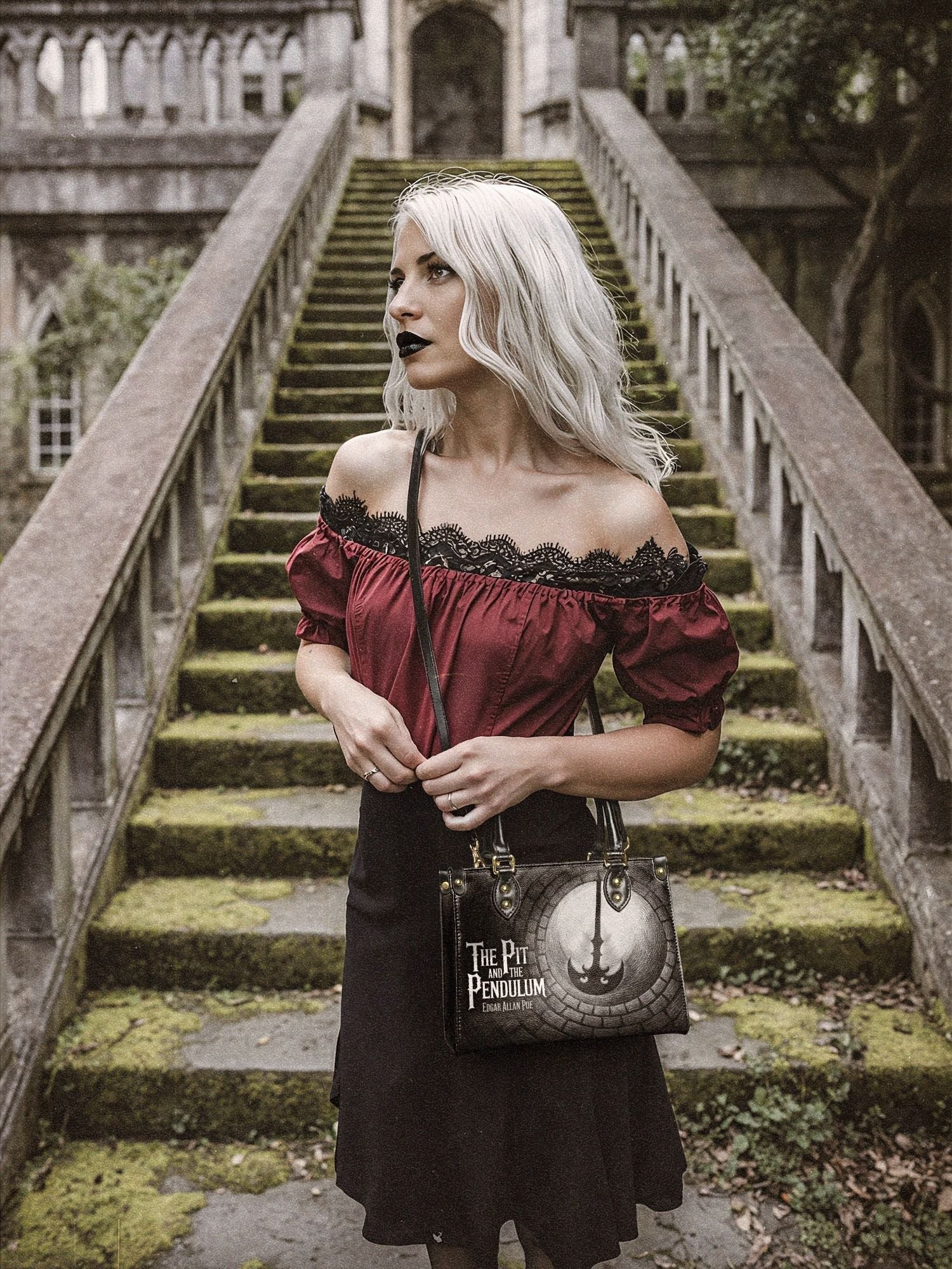 "The Pit And The Pendulum" Small Leather Handbag