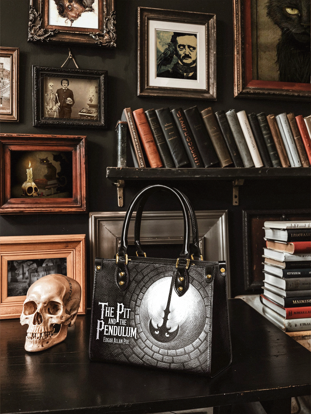 "The Pit And The Pendulum" Small Leather Handbag