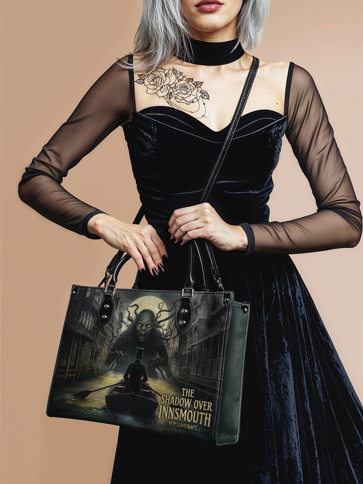 "The Shadow Over Innsmouth" - Black Interior - Leather Handbag