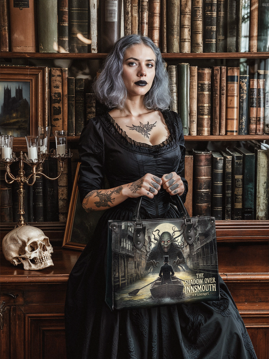 "The Shadow Over Innsmouth" - Black Interior - Leather Handbag