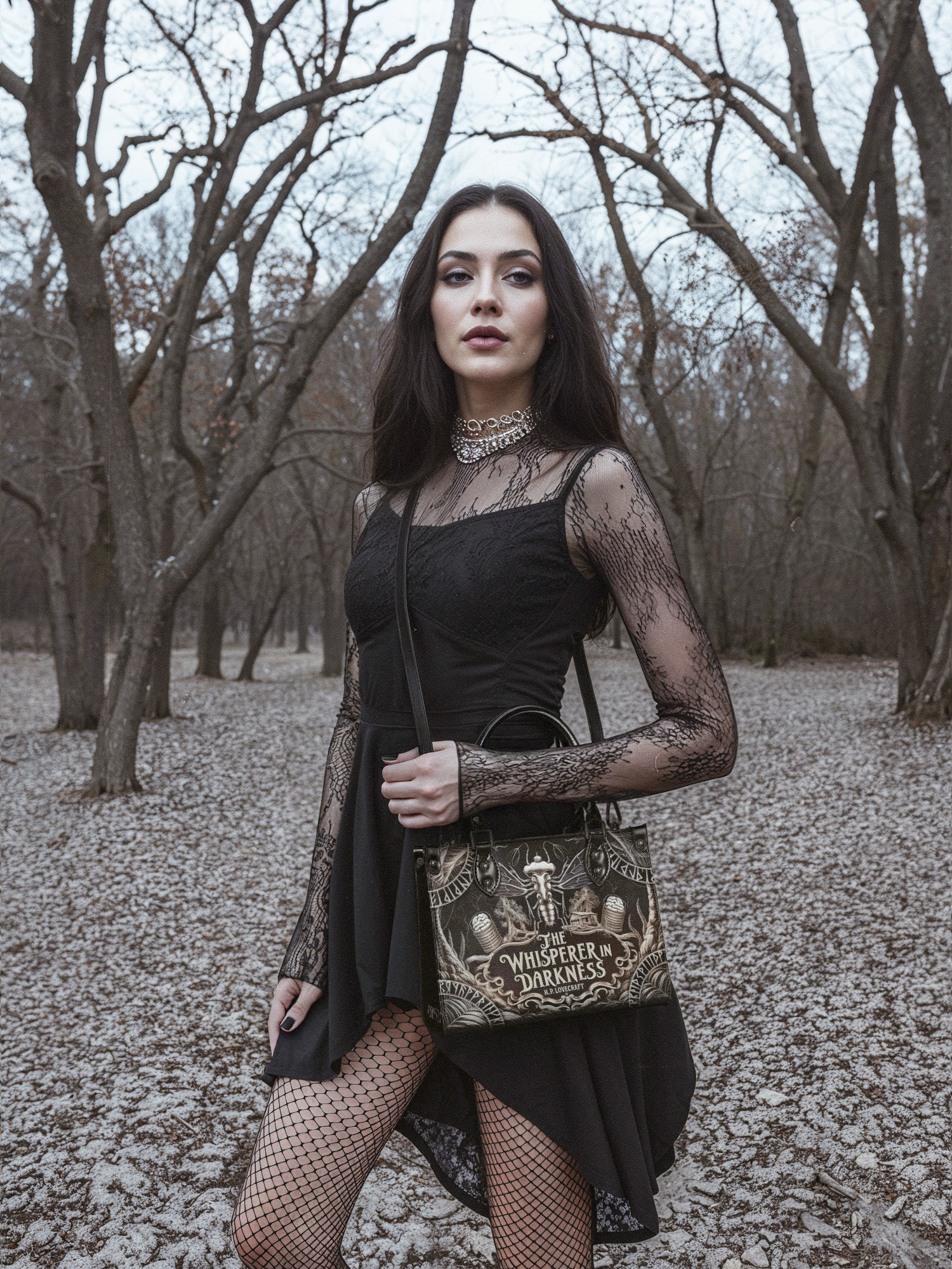 "The Whisperer In Darkness" - Black Interior - Small Leather Handbag