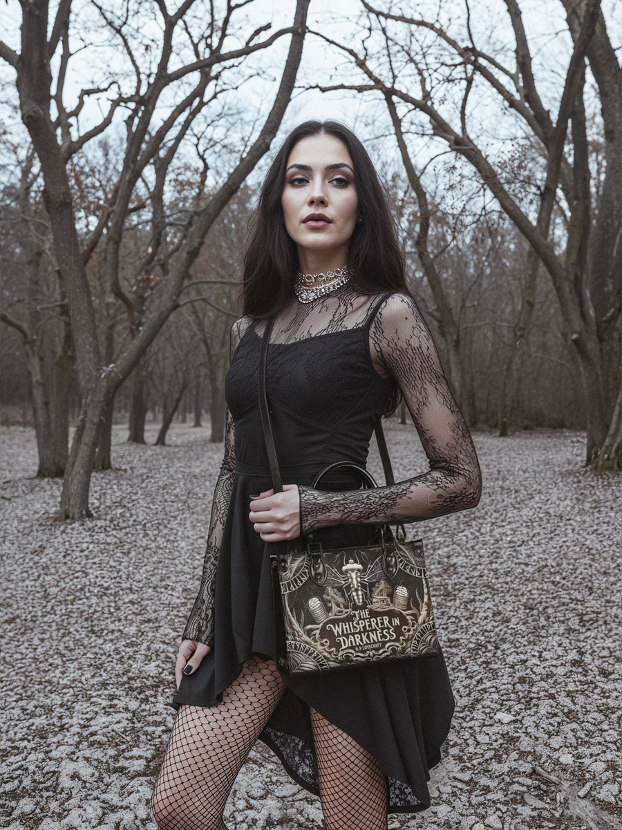 "The Whisperer In Darkness" - Black Interior - Small Leather Handbag