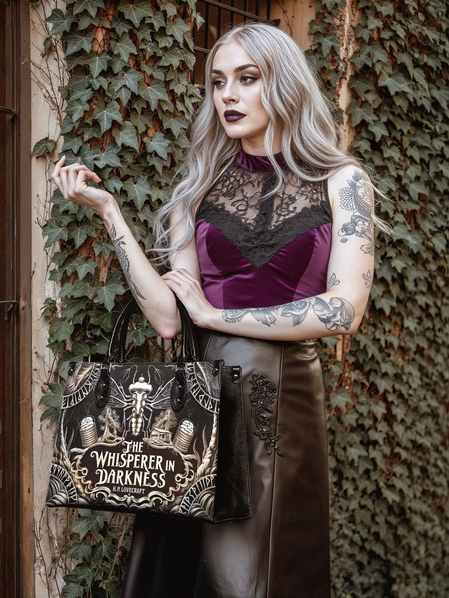 "The Whisperer In Darkness" - Black Interior - Leather Handbag