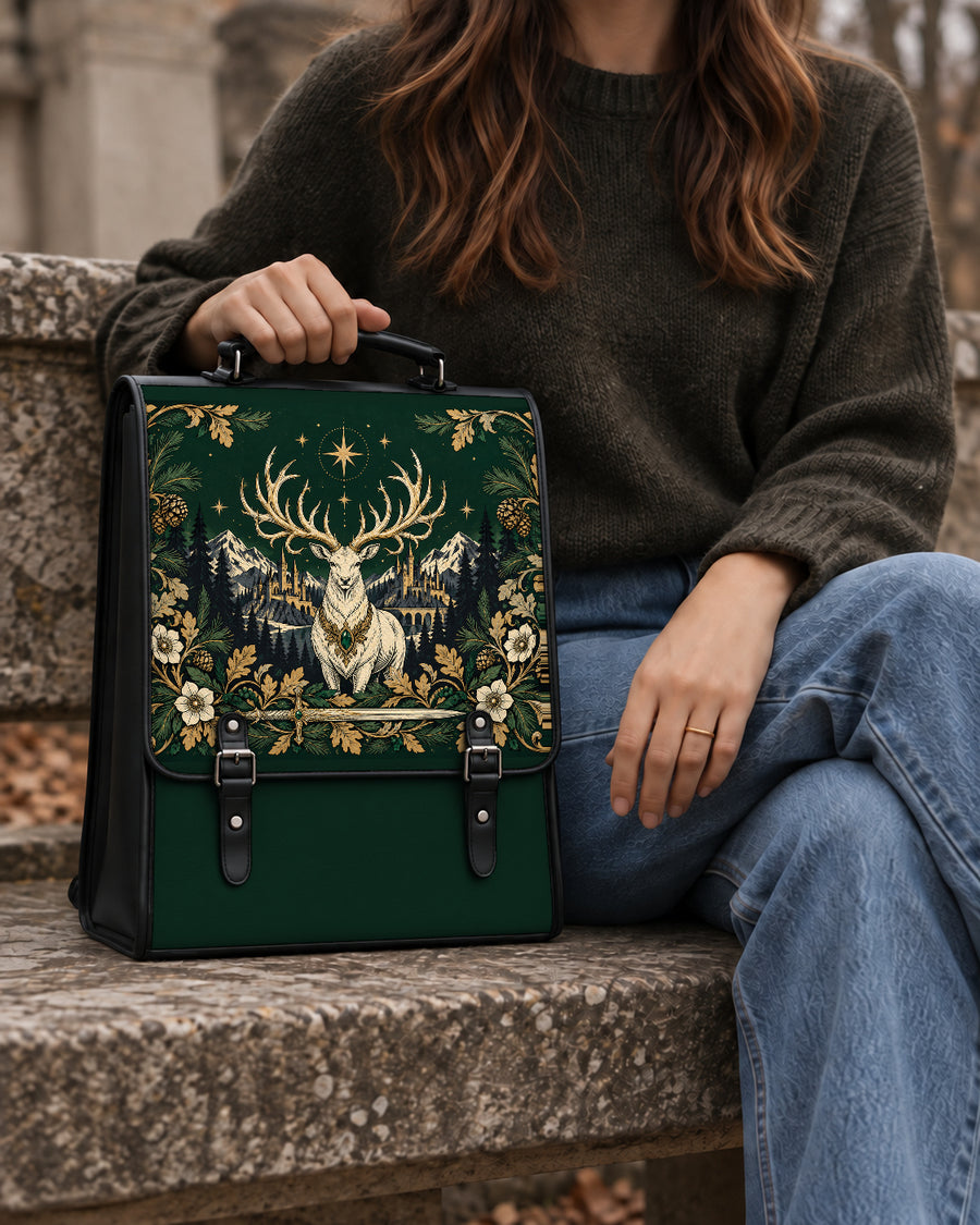 "The White Stag" Northern Court Leather Backpack