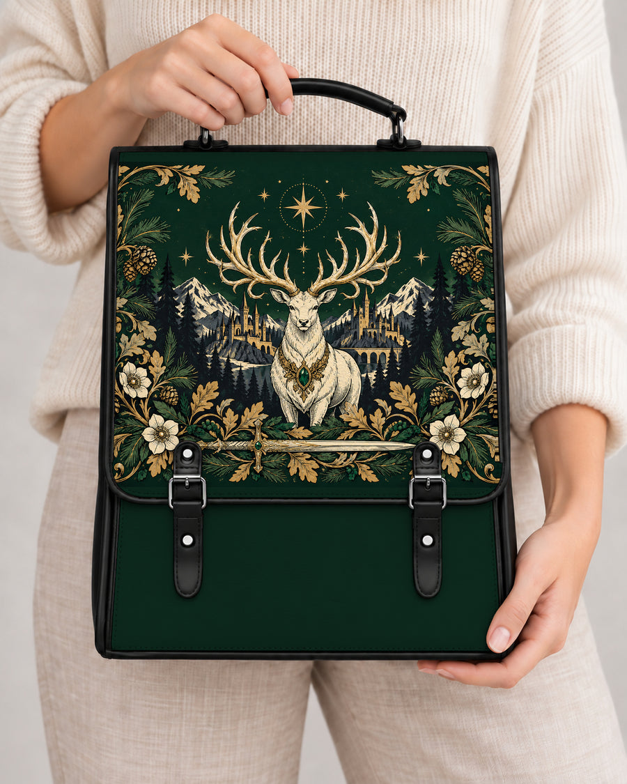 "The White Stag" Northern Court Leather Backpack