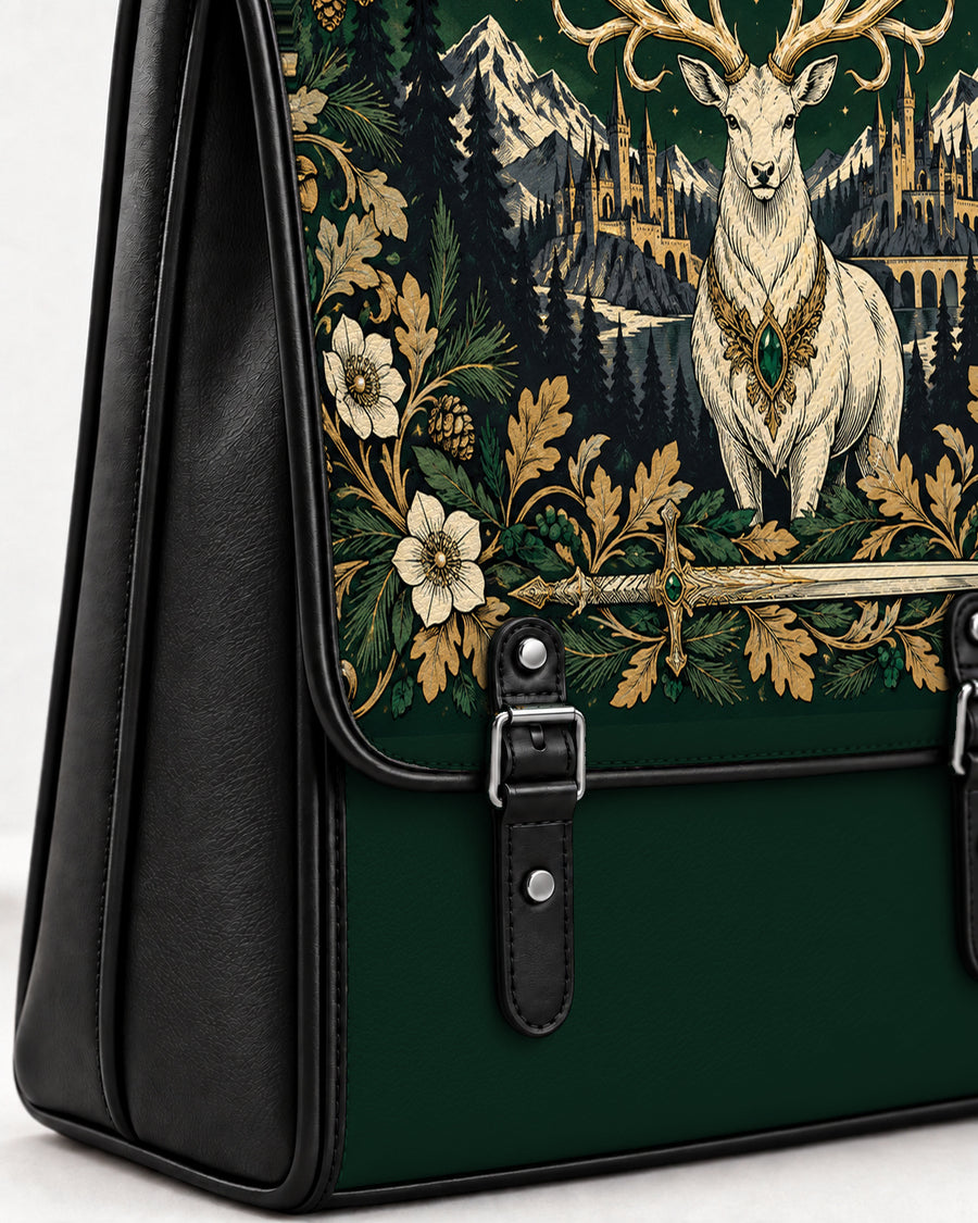 "The White Stag" Northern Court Leather Backpack
