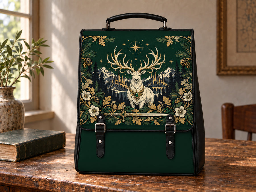 "The White Stag" Northern Court Leather Backpack