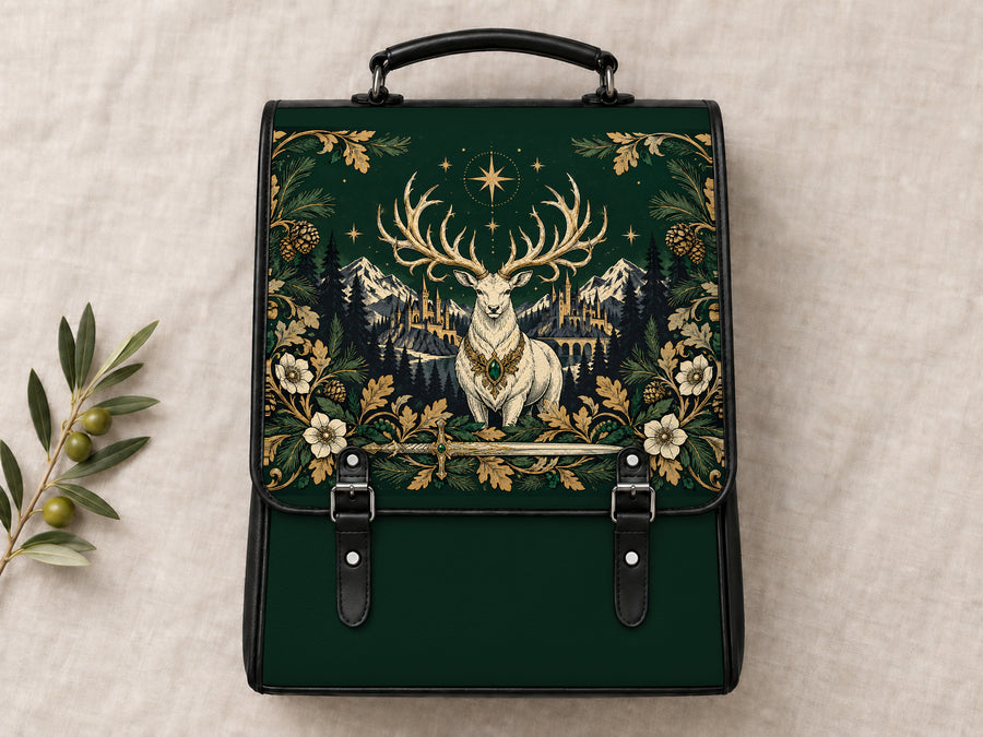 "The White Stag" Northern Court Leather Backpack