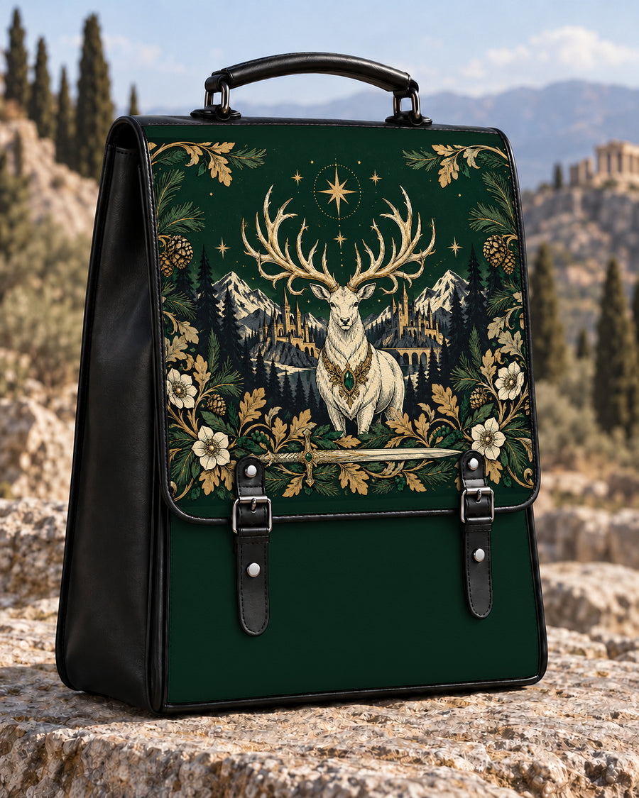 "The White Stag" Northern Court Leather Backpack