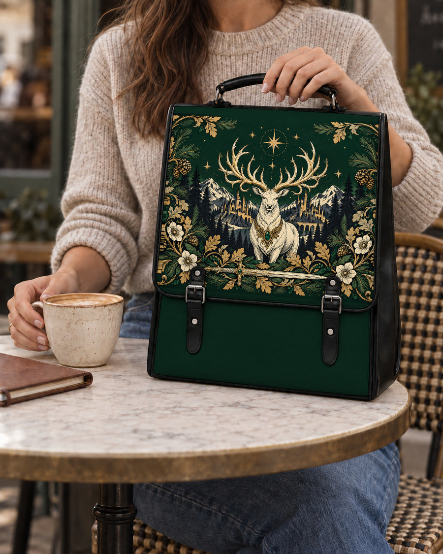 "The White Stag" Northern Court Leather Backpack