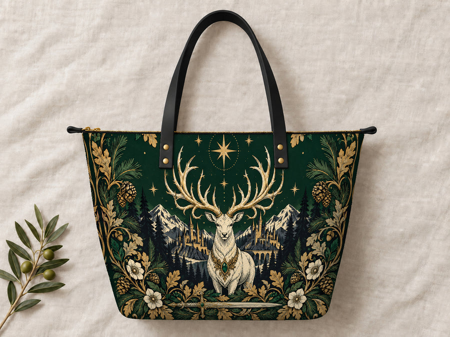 "The White Stag" Northern Court Leather Tote Bag