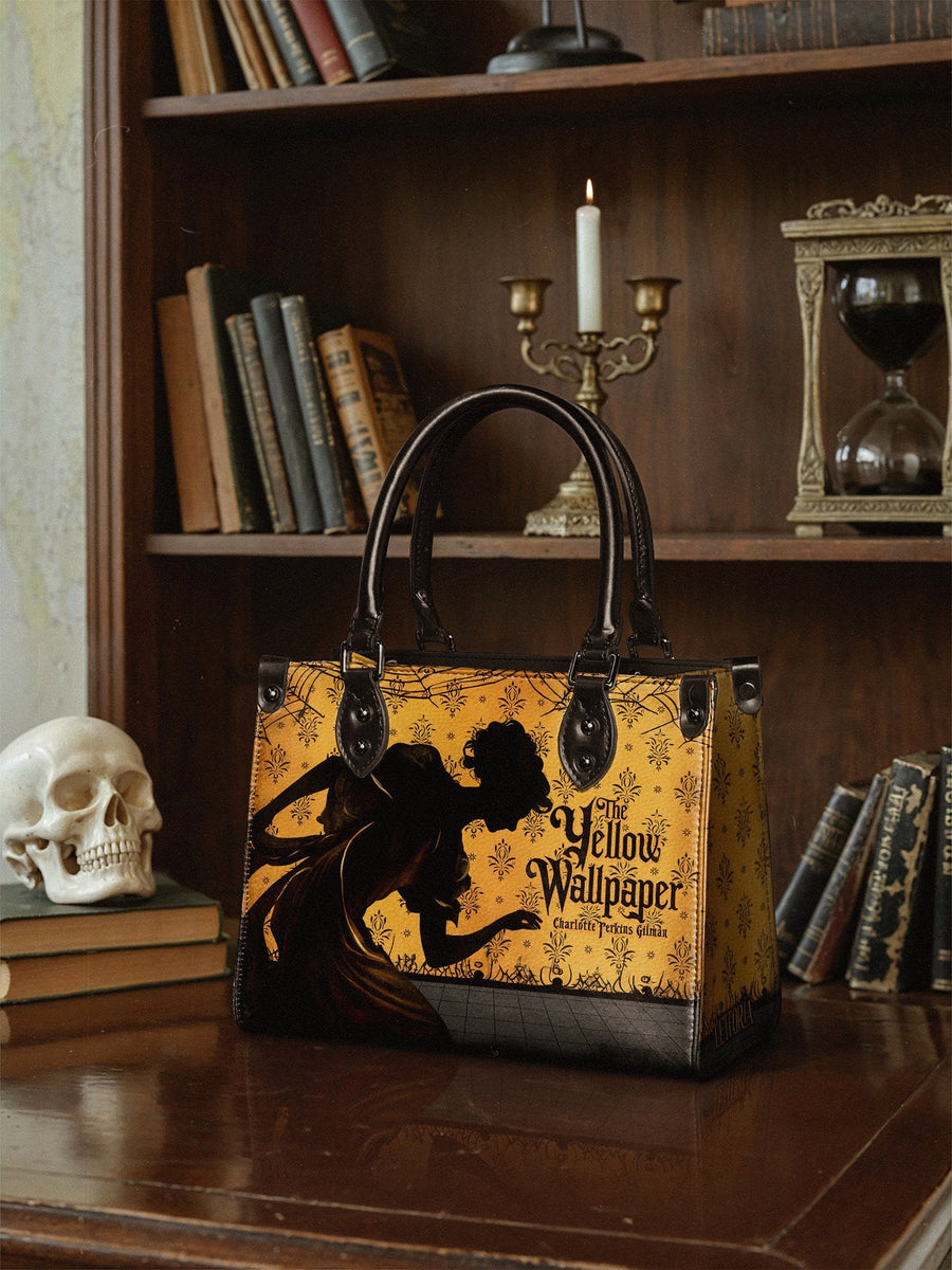 "The Yellow Wallpaper" - Black Interior - Small Leather Handbag
