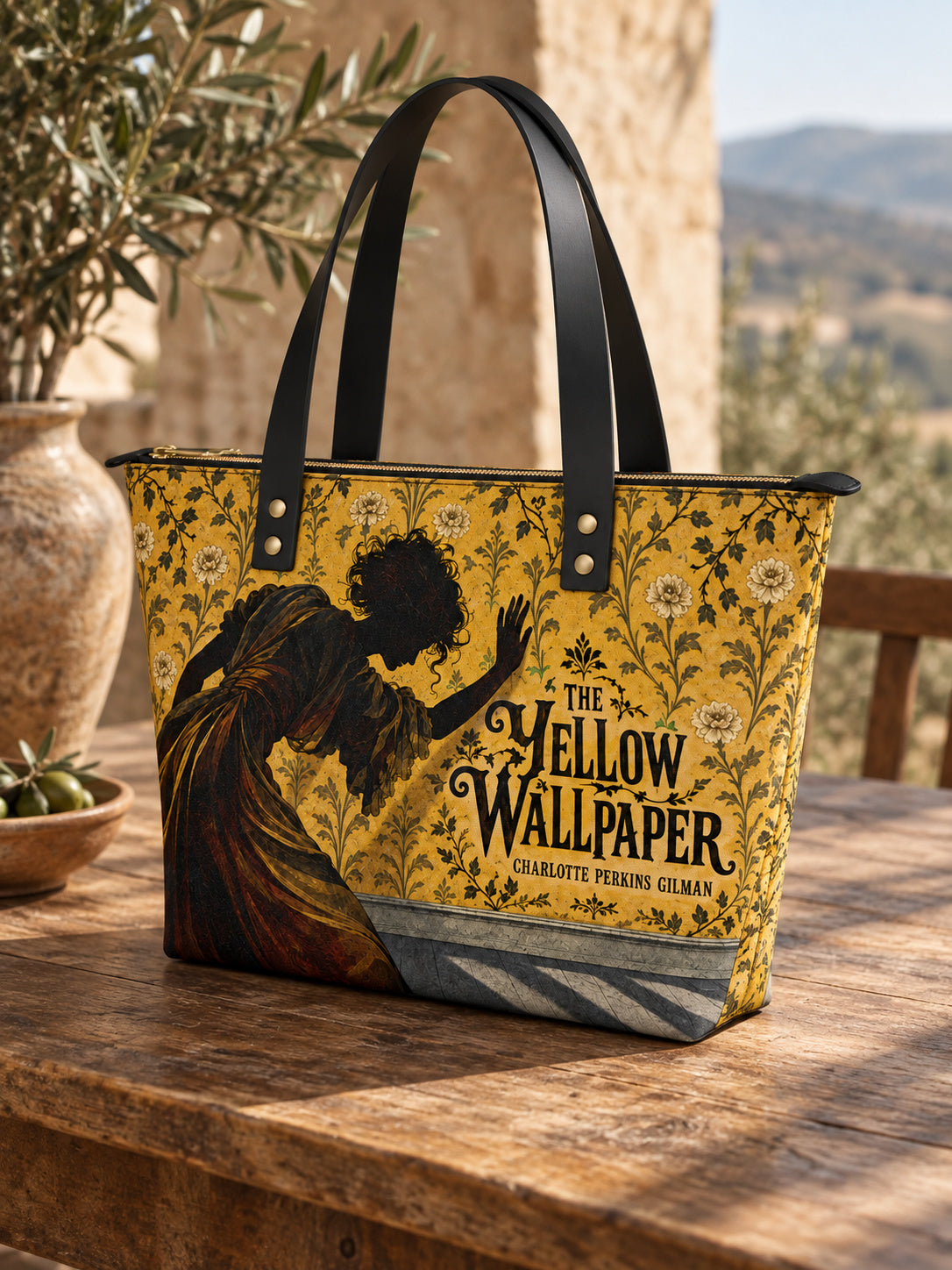 "The Yellow Wallpaper" Leather Tote Bag