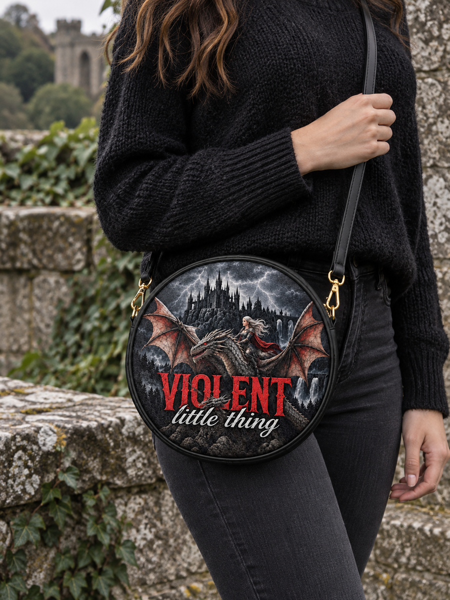 "Violent Little Thing" Dragon Rider Circle Crossbody Bag