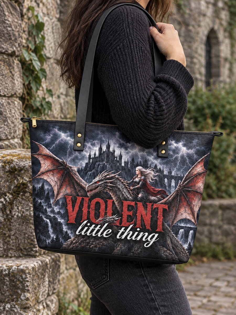 "Violent Little Thing" Dragon Rider Leather Tote Bag