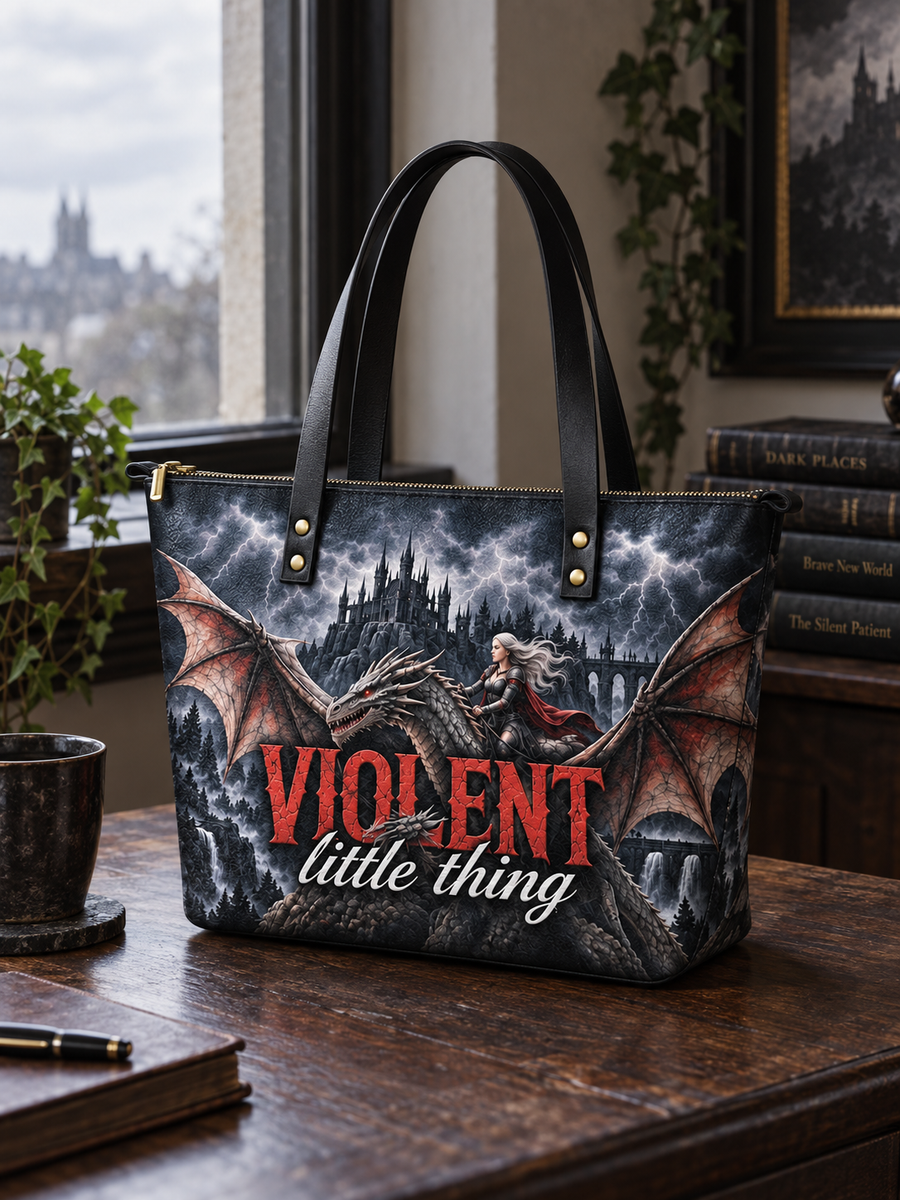 "Violent Little Thing" Dragon Rider Leather Tote Bag